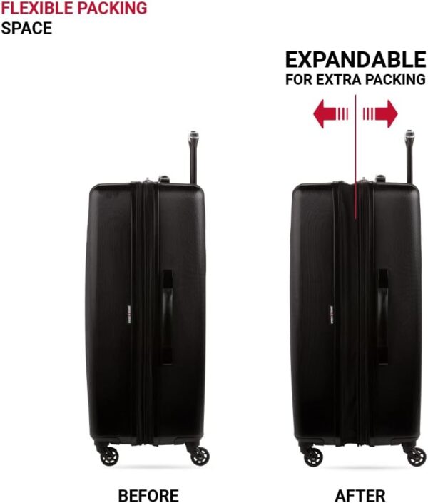 SwissGear 8018 Hardside Expandable Luggage with Spinner Wheels, Black, Checked-Large 27-Inch - Image 6