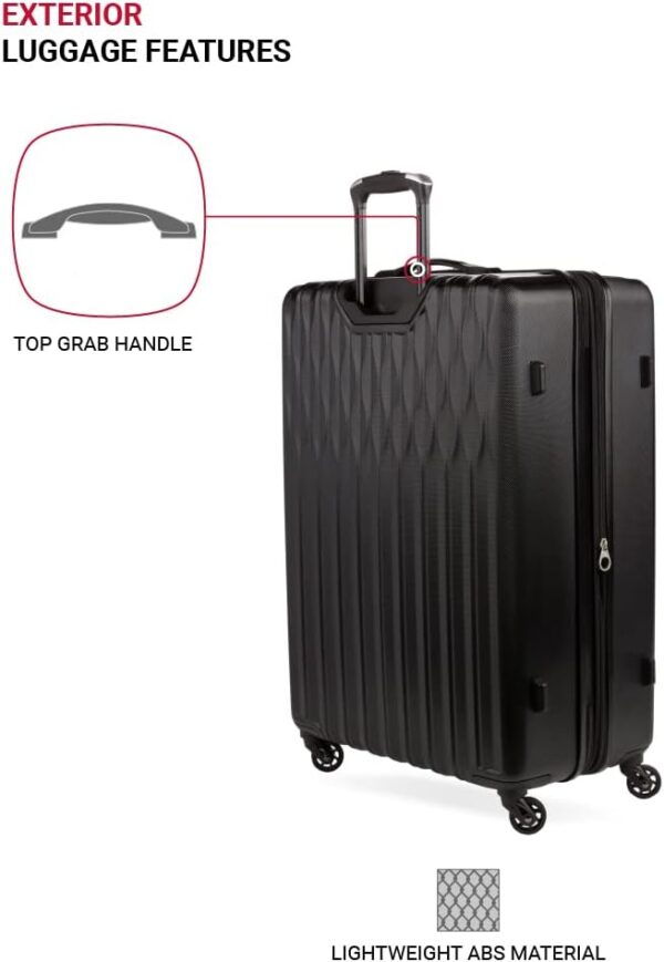 SwissGear 8018 Hardside Expandable Luggage with Spinner Wheels, Black, Checked-Large 27-Inch - Image 3