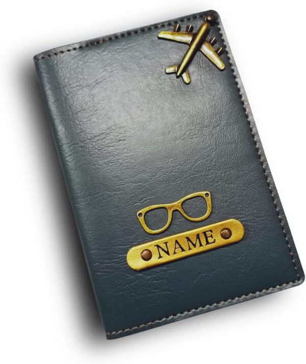 Grey Personalized Passport Cover 2 Faux Leather Passport Cover for Men's/Women's/Wallet/Bag, Grey, Standard, Passport Holder