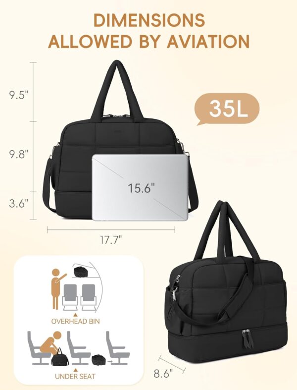 CLUCI Duffle Bag for Travel,Carry on Bag with Shoe Compartment,Puffer Tote Bag for Women Small Duffel Bag Overnight Weekender Bags Luggage Bags,Gym Bag with Wet Pocket - Image 5