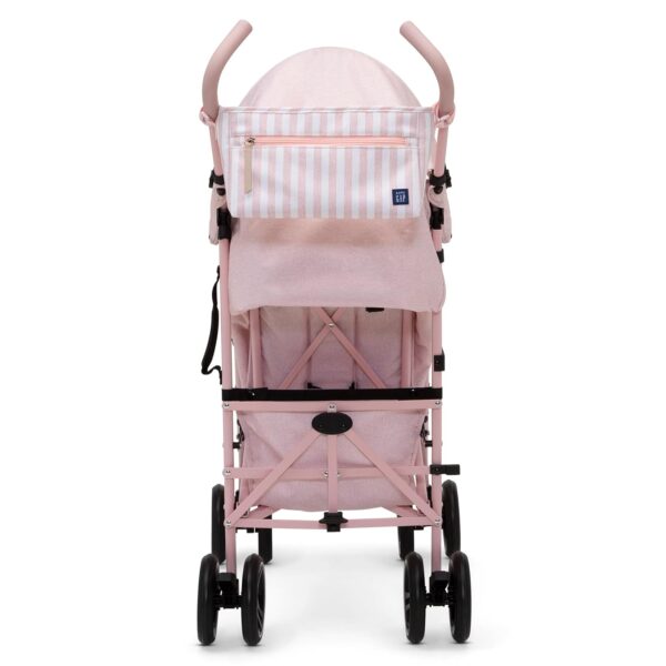 babyGap Classic Stroller - Lightweight Stroller with Recline, Compact Fold & Removable Parent Organizer - Made with Sustainable Materials, Pink Stripes - Image 3