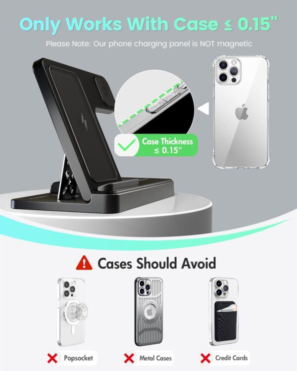 Wireless Charger iPhone Charging Station: 3 in 1 Charger Stand Multiple Devices for Apple - iPhone 16 15 14 Pro Max 13 12 11 - Watch 10 9 8 7 6 5 4 3 2 SE and Ultra Series - Airpods 4 3 2 Pro - Image 3