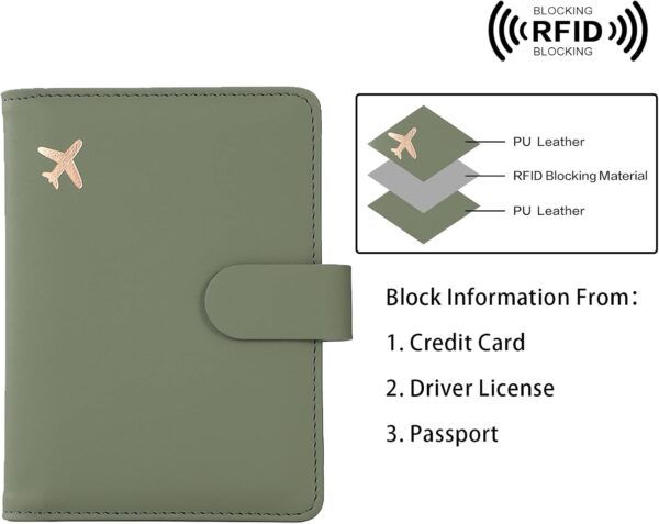 Melsbrinna Rfid Passport Holder for Travel women/Men, Cute Passport Wallet Rfid Blocking Card Slots, Rfid Passport Cover/CaseTravel Wallet, Passport Book Holder (1, Green) - Image 4