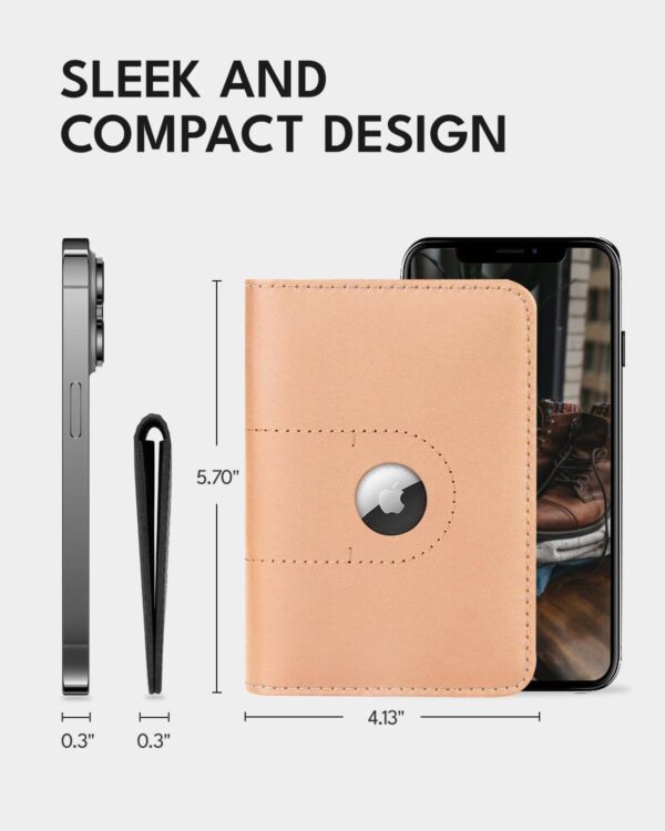 ALLIVE Genuine Leather Passport Holder Women Men, Passport Wallets with Airtag Slot, Travel Must Haves Airport Essentials, Passport Cover Case Travel Gifts(Beige) - Image 5