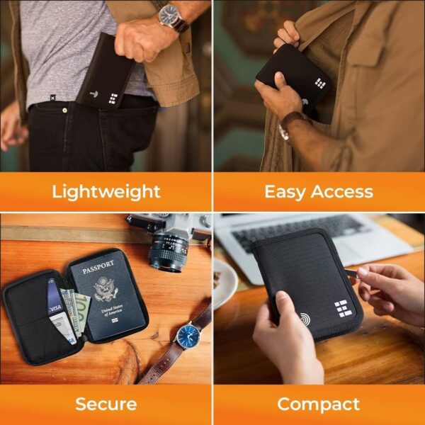 Travel Wallet & Family Passport Holder w/RFID Blocking - Document Organizer Case - Image 4