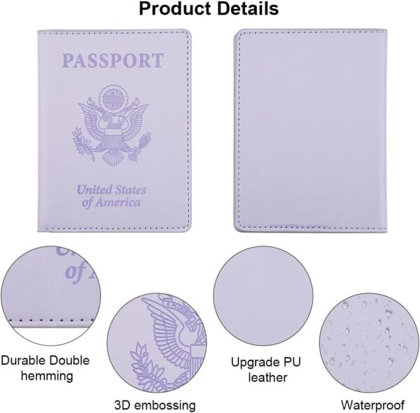 Passport Holder, Passport Holder Women, Passport Covers Travel Must Haves, Travel Passport Wallet for Men, 1 Pack Passport Case Passport Protector for Travel Airport Essentials, Light Purple - Image 4