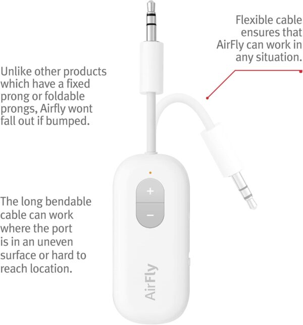 Twelve South AirFly SE Audio Streaming for TV/Airplane to Wireless Headphones – Wireless Adapter for AirPods, Airplane, Car, Gym, Home, Use with Any 3.5 mm Audio Jack - Image 5