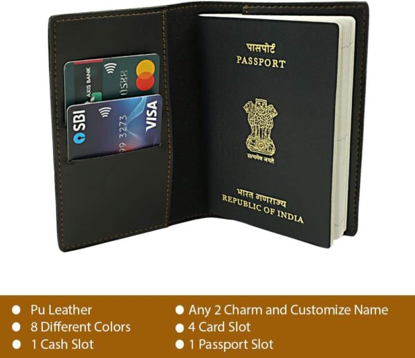 Grey Personalized Passport Cover 2 Faux Leather Passport Cover for Men's/Women's/Wallet/Bag, Grey, Standard, Passport Holder - Image 3