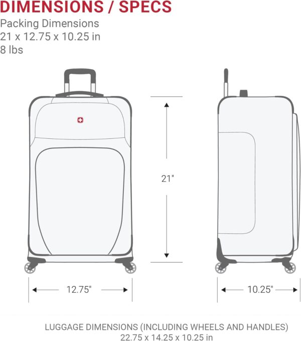 SwissGear Sion Softside Expandable Luggage, Black, Carry-On 21-Inch - Image 7