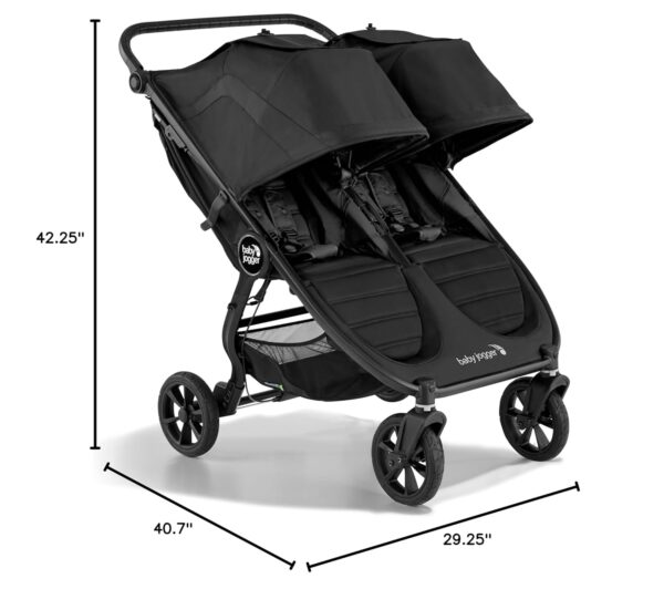 Baby Jogger City Mini GT2 All-Terrain Double Stroller, Jet Black, Perfect for Newborn and Toddler, Compatible with Britax, Cybex, Graco, and Maxi Cosi Infant Car Seats - Image 8