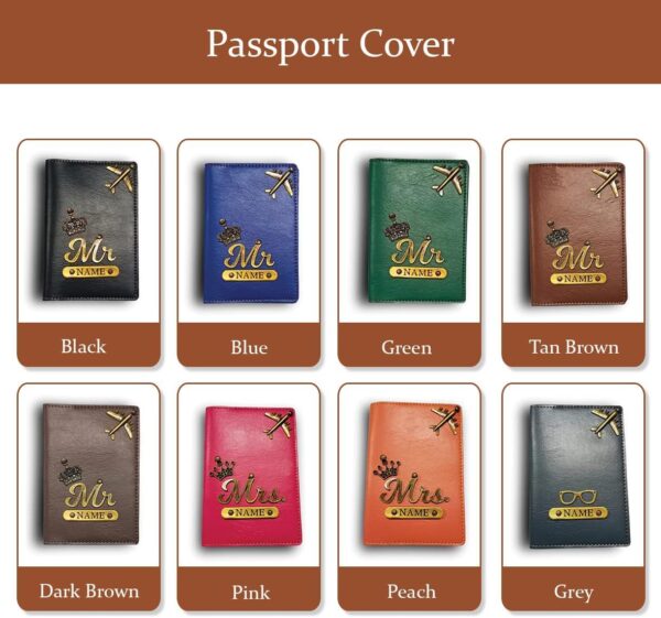 Grey Personalized Passport Cover 2 Faux Leather Passport Cover for Men's/Women's/Wallet/Bag, Grey, Standard, Passport Holder - Image 4