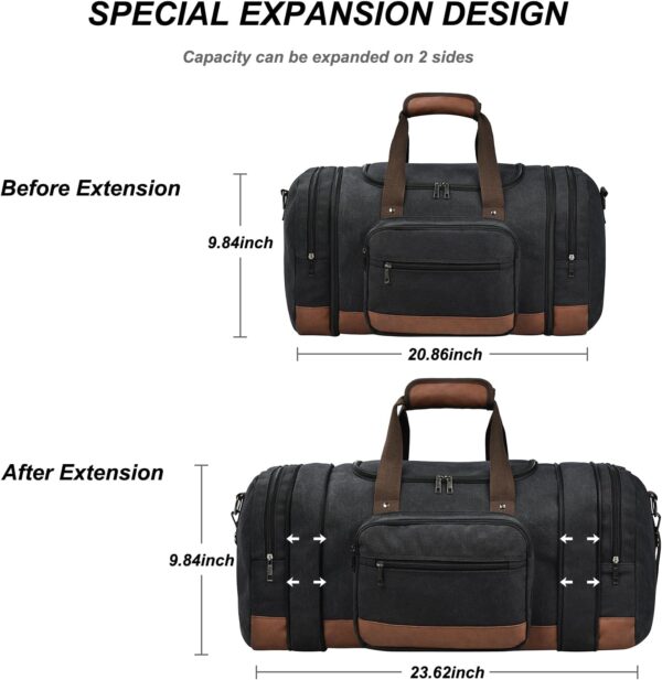 Litvyak Duffle Bag for Travel, Carry on Bag Travel Bags for Men Canvas Travel Duffel Bags Overnight Weekend Gym Bag Carry On Luggage Bags Black - Image 4