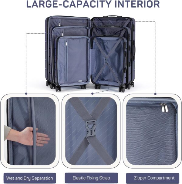24 Inch Luggage, Hard Shell Rolling Suitcase with TSA Lock, Expandable Lightweight Luggage with Spinner Wheels, Blue - Image 8