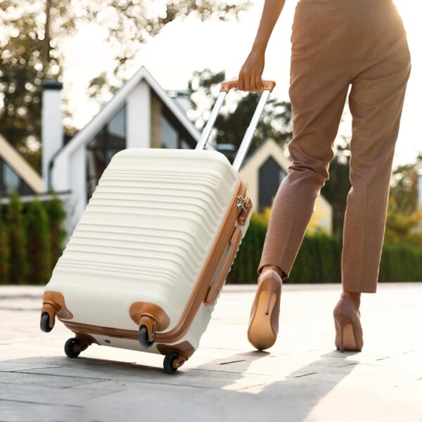 Coolife Luggage Set 3 Piece Luggage Set Carry On Suitcase Hardside Luggage with TSA Lock Spinner Wheels(White, 3 piece set (DB/TB/20)) - Image 2