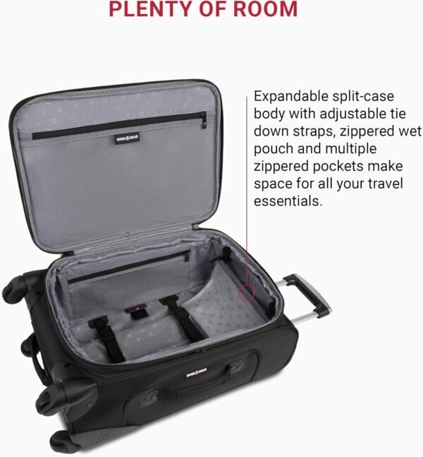 SwissGear Sion Softside Expandable Luggage, Black, Carry-On 21-Inch - Image 5