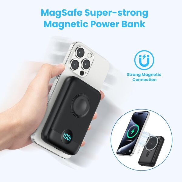 Magnetic Portable Charger 10800mAh,4-in-1 Wireless Power Bank with iWatch Charger, QC4.0+20W PD Fast Charging USB C Battery Pack with LCD Display for Magsafe,iPhone 16/15/14/13/12 Series,Apple Watch - Image 3