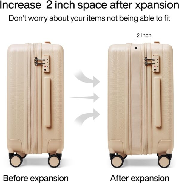 Hanke Expandable Hard Shell Luggage Sets 2 piece Carry on Luggage with Wheels Suitcases Lightweight Checked Tsa Luggage Rolling Large Suitcase Travel Luggage Bag Woman Men 20/29 Inch(Cuba Sand Pink) - Image 3