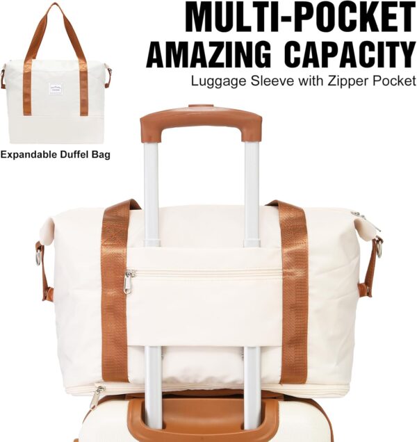 LONG VACATION Luggage Sets 20 IN Carry on Suitcase ABS Handshell Luggage 3 Piece Set with TSA Lock Spinner Wheels (WHITE-BROWN, 20-Inch) - Image 5