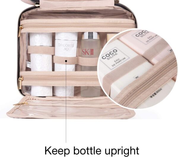 BAGSMART Large Toiletry Bag Travel Bag with Hanging Hook, Water-resistant Makeup Cosmetic Bag Travel Organizer for Accessories, Shampoo, Full Sized Container, Toiletries - Image 3