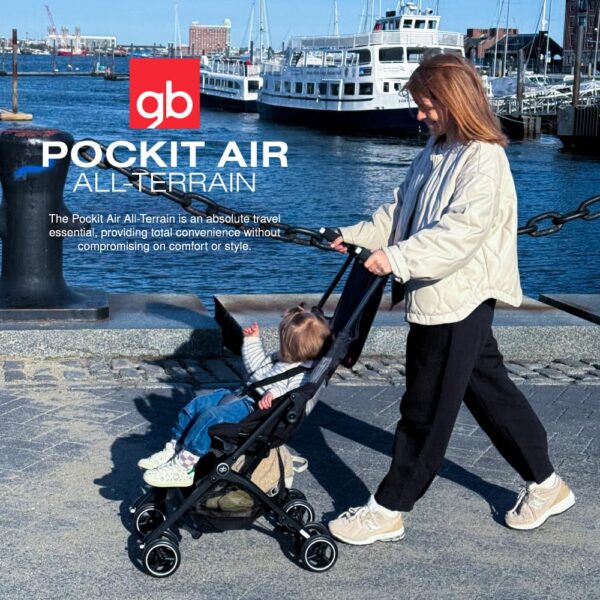 gb Pockit Air All Terrain Ultra Compact Lightweight Travel Stroller with Breathable Fabric in Velvet Black - Image 2