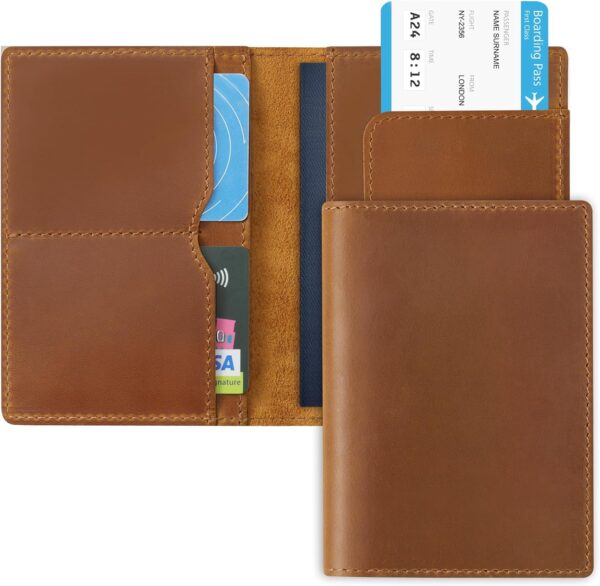 Jack&Chris Leather Passport Holder, Handmade Passport cover, Travel Wallet Cover Case for Men and Women, Leather Travel Documents Organizer Protector, JC107 - Image 2