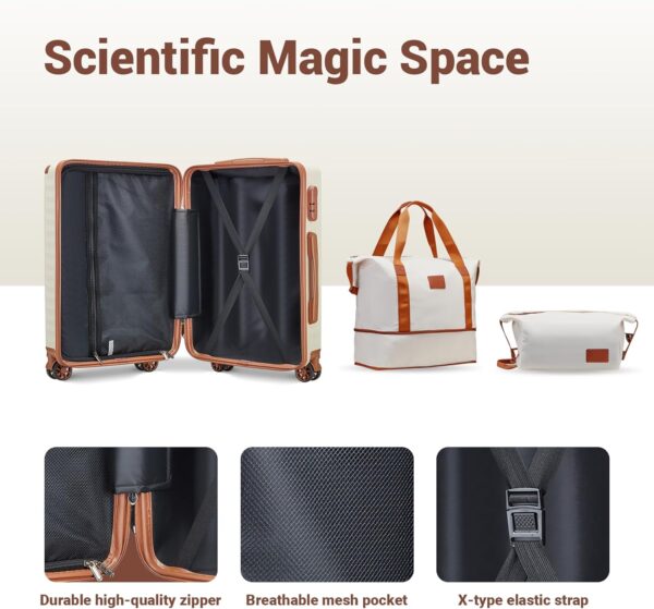 Joyway Luggage Sets 4 Piece Suitcase Set, Hardside Carry on Suitcase Sets with Spinner Wheels and Combination Lock, Travel Luggage Set for Women, Beige Brown - Image 8