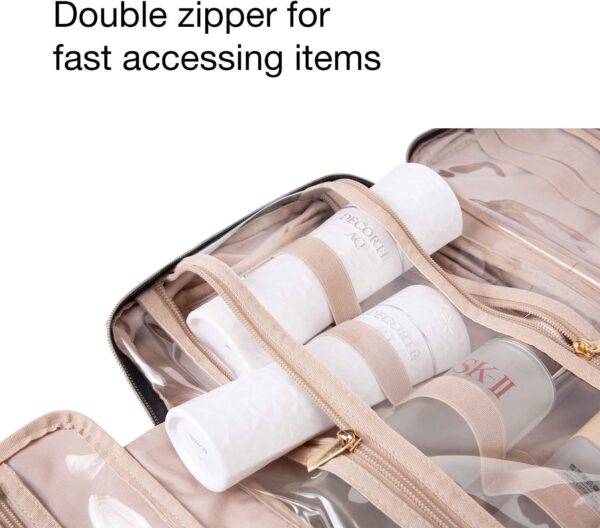 BAGSMART Large Toiletry Bag Travel Bag with Hanging Hook, Water-resistant Makeup Cosmetic Bag Travel Organizer for Accessories, Shampoo, Full Sized Container, Toiletries - Image 4