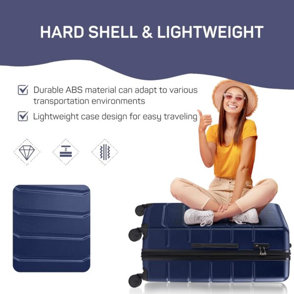24 Inch Luggage, Hard Shell Rolling Suitcase with TSA Lock, Expandable Lightweight Luggage with Spinner Wheels, Blue - Image 3