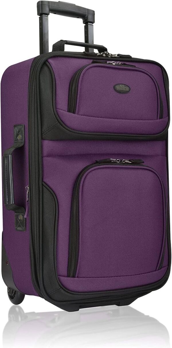 U.S. Traveler Rio Rugged Fabric Expandable Carry-on Luggage, Purple, Set - Image 3