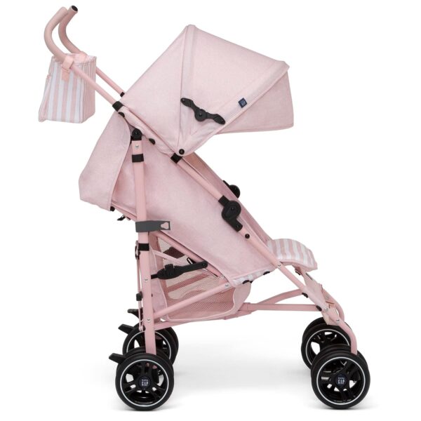 babyGap Classic Stroller - Lightweight Stroller with Recline, Compact Fold & Removable Parent Organizer - Made with Sustainable Materials, Pink Stripes - Image 11