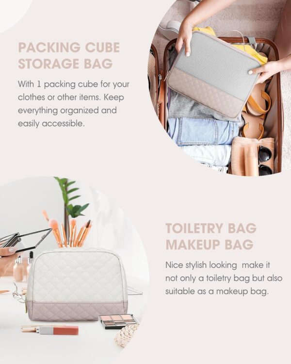 Travel Duffle Bag Weekender for Women: Travel Duffel Bag Carry-On Overnight Bag with Shoe Compartment & Wet Pocket Large Weekend Tote Bag with Toiletry Bags Gym Duffel Bag for Hospital Beige - Image 5