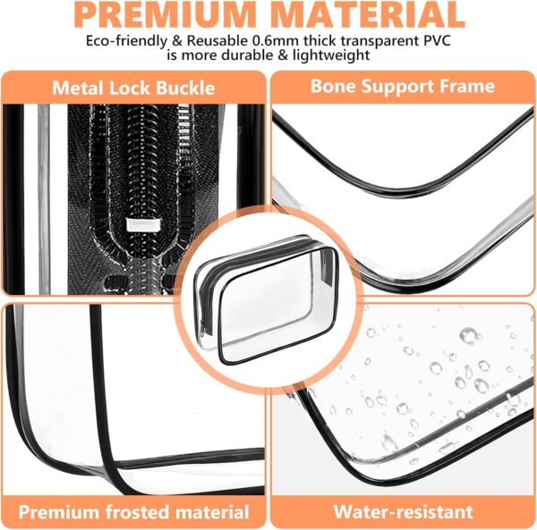 AURUZA 4 Pack Clear Toiletry Bag,Portable Travel Makeup Bags with Zipper, TSA Approved Clear Organizer Bags, PVC Cosmetic Pouch for Airport Airline Compliant - Image 4