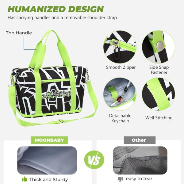 MOONBABY Travel Bag Expandable Carry on Tote Bag Women Overnight Weekender Bags with Luggage Strap Fashion Duffle Gym Sport Bag for Men, Green, MB-B236-GN - Image 6