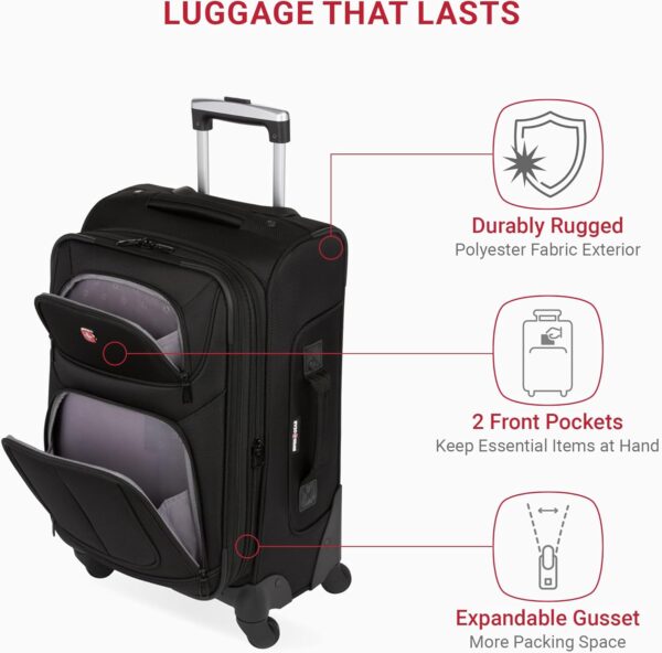 SwissGear Sion Softside Expandable Luggage, Black, Carry-On 21-Inch - Image 4