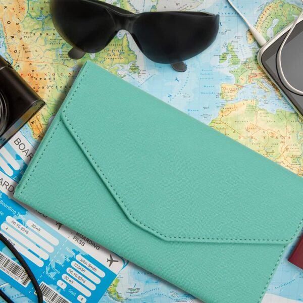 Multi-purpose Travel Wallet, RFID Blocking Travel Wallet Passport Holder, Document Organizer Passport Cover Case for Passport, Credit Card (Green) - Image 6