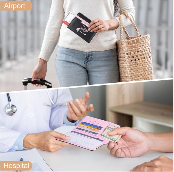 FIODAY Passport Cover, Alphabet Passport Holder for Travel RFID Blocking Passport Case with Pen Holder Leather Passport Wallet for Women Travel Essentials, Pink M - Image 7