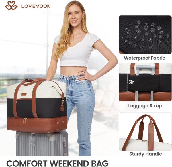 LOVEVOOK Weekender Bag, Large Travel Duffel Bag for Women with 2 Packing Cubes, Carry on Overnight Bag with Shoe Compartment, Mom Hospital Bags for Labor and Delivery - Image 7