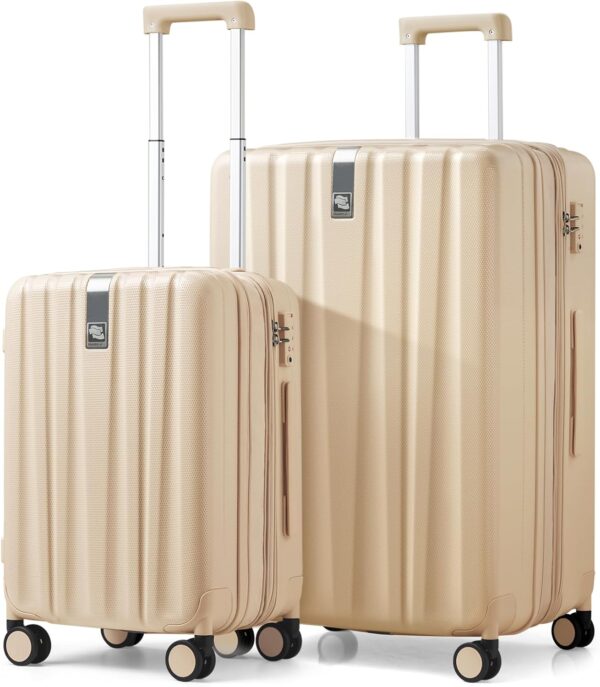 Hanke Expandable Hard Shell Luggage Sets 2 piece Carry on Luggage with Wheels Suitcases Lightweight Checked Tsa Luggage Rolling Large Suitcase Travel Luggage Bag Woman Men 20/29 Inch(Cuba Sand Pink)