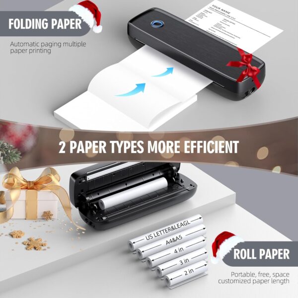 Portable Printer Wireless for Travel，Bluetooth Thermal Printer Support 8.5 X 11in US Letter &Legal, A4&A5 Thermal Paper, Inkless Printer Compatible with iOS, Android & Laptop for Office Car Home - Image 4