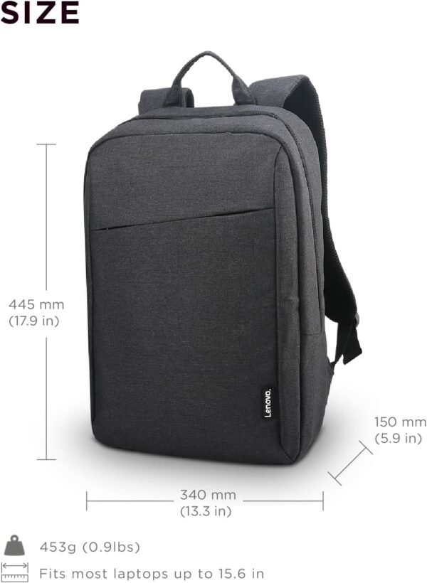 Lenovo Laptop Backpack B210, 15.6-Inch Laptop/Tablet, Durable, Water-Repellent, Lightweight, Clean Design, Sleek for Travel, Business Casual or College, GX40Q17225, Black - Image 7