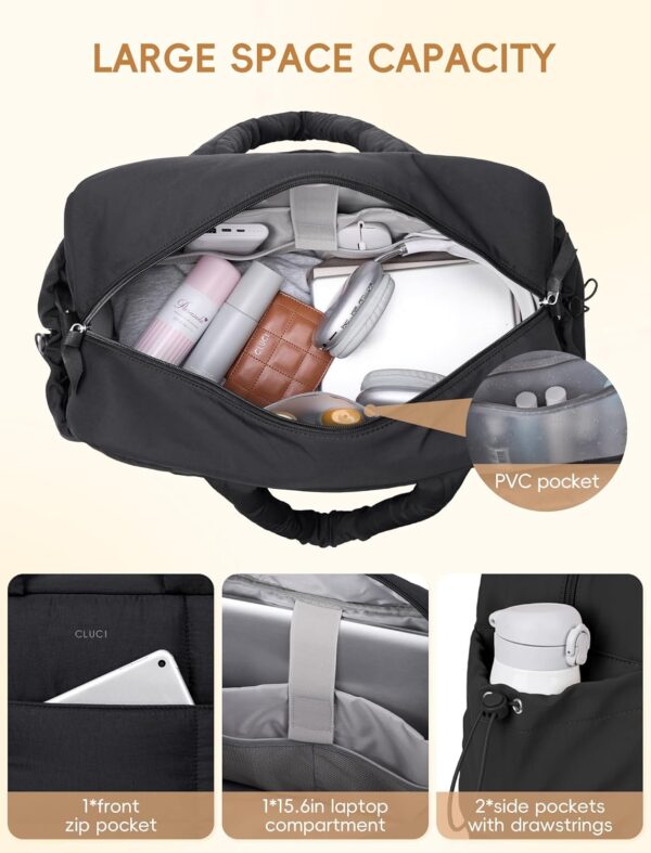 CLUCI Duffle Bag for Travel,Carry on Bag with Shoe Compartment,Puffer Tote Bag for Women Small Duffel Bag Overnight Weekender Bags Luggage Bags,Gym Bag with Wet Pocket - Image 3