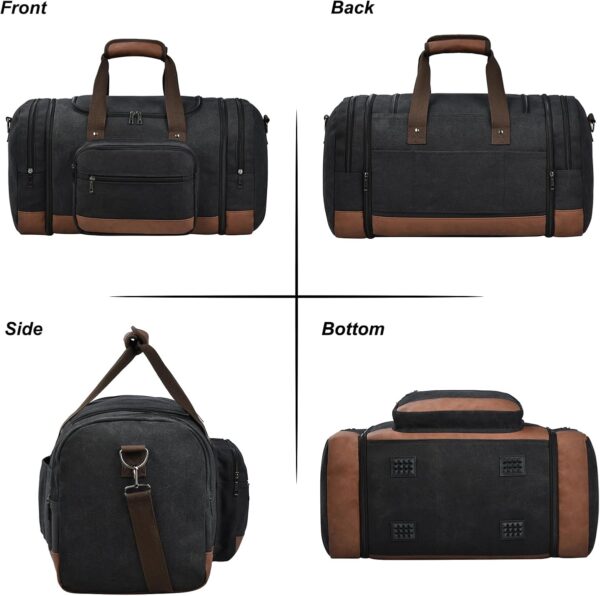 Litvyak Duffle Bag for Travel, Carry on Bag Travel Bags for Men Canvas Travel Duffel Bags Overnight Weekend Gym Bag Carry On Luggage Bags Black - Image 3