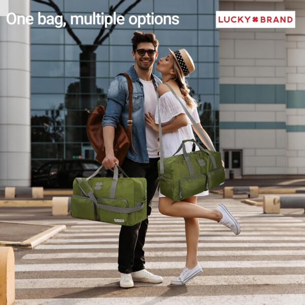 Lucky Travel Duffel Bags 65L, Gym Bag, Travel Bag & Large Duffle Bag for Men, Foldable Overnight Weekender Bags for Women & Men with Adjustable Shoulder Strap, Loden Green - Image 3