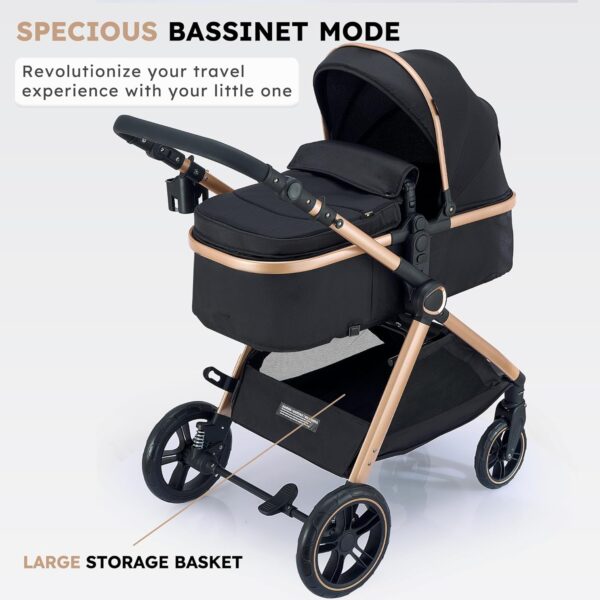 2 in 1 Baby Stroller, Convertible Bassinet Pushchair for Infants and Newborns 0-36 Months - Image 3