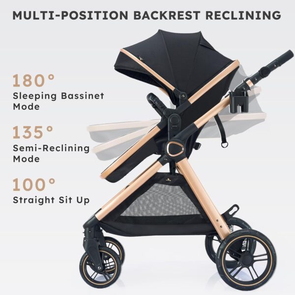 2 in 1 Baby Stroller, Convertible Bassinet Pushchair for Infants and Newborns 0-36 Months - Image 4