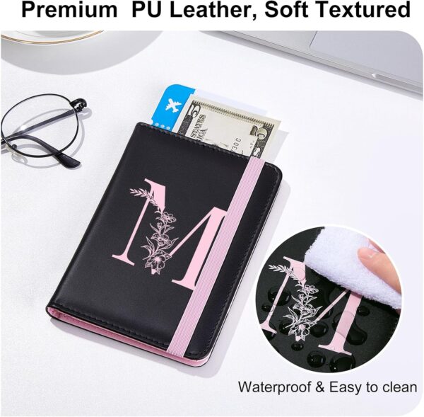 FIODAY Passport Cover, Alphabet Passport Holder for Travel RFID Blocking Passport Case with Pen Holder Leather Passport Wallet for Women Travel Essentials, Pink M - Image 6