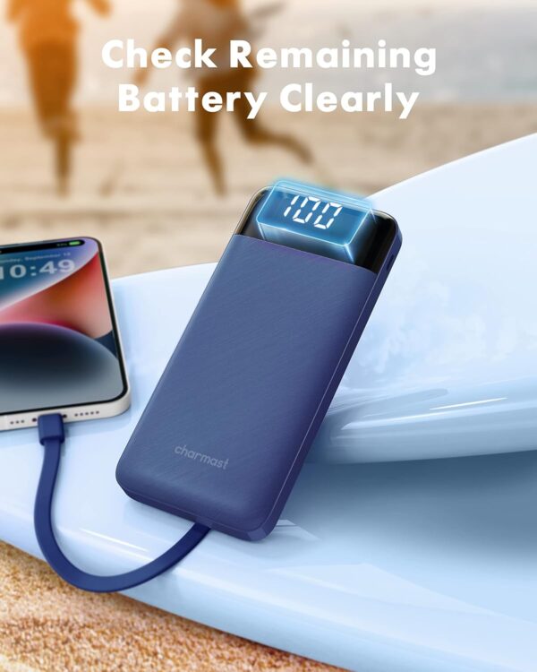 Portable Charger with Built in Cables, Portable Charger with Cords Wires Slim 10000mAh Travel Essentials Battery Pack 6 Outputs 3A High Speed Power Bank for iPhone Samsung Pixel LG Moto iPad - Image 6