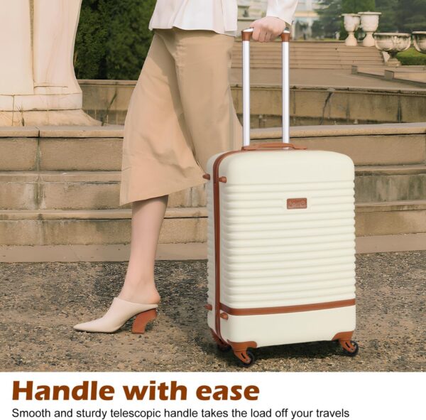 Coolife Suitcase Set 3 Piece Luggage Set Carry On Travel Luggage TSA Lock Spinner Wheels Hardshell Lightweight Luggage Set(White, 3 piece set (BP/TB/20)) - Image 2