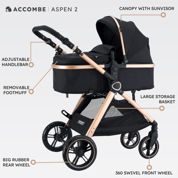 2 in 1 Baby Stroller, Convertible Bassinet Pushchair for Infants and Newborns 0-36 Months - Image 6