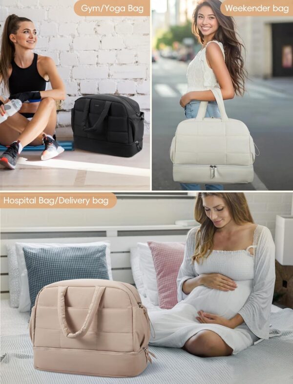 CLUCI Duffle Bag for Travel,Carry on Bag with Shoe Compartment,Puffer Tote Bag for Women Small Duffel Bag Overnight Weekender Bags Luggage Bags,Gym Bag with Wet Pocket - Image 2